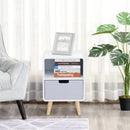 Wooden Nightstand with Drawer - White Scandinavian Style