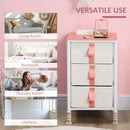 Pink Fabric 3-Drawer Storage Cabinet
