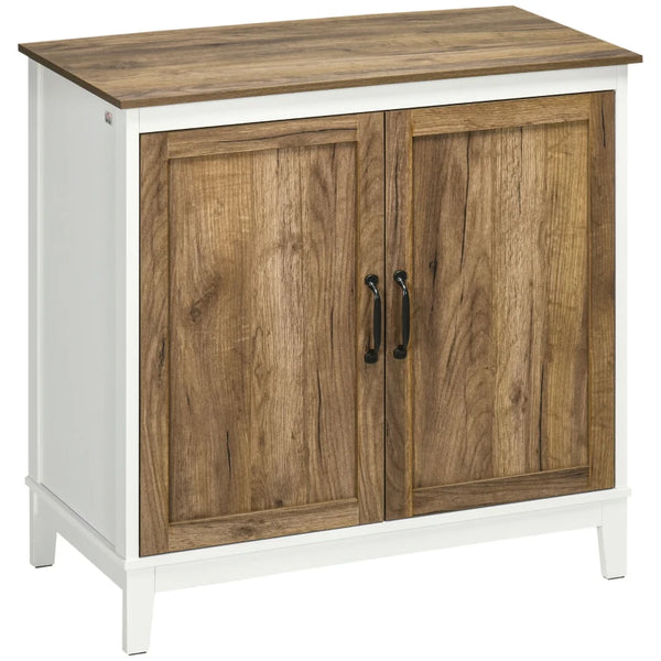 Rustic White Farmhouse Storage Cabinet with Double Doors and Shelves