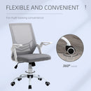 Grey Ergonomic Office Chair with Flip-up Armrest and Lumbar Support