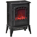 Black Electric Fireplace Stove with Realistic Flame Effect