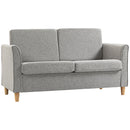 Modern Light Grey 2 Seater Loveseat Sofa with Wood Legs and Armrests