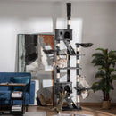 Adjustable Floor-to-Ceiling Cat Tower with Condos and Hammocks, Dark Grey