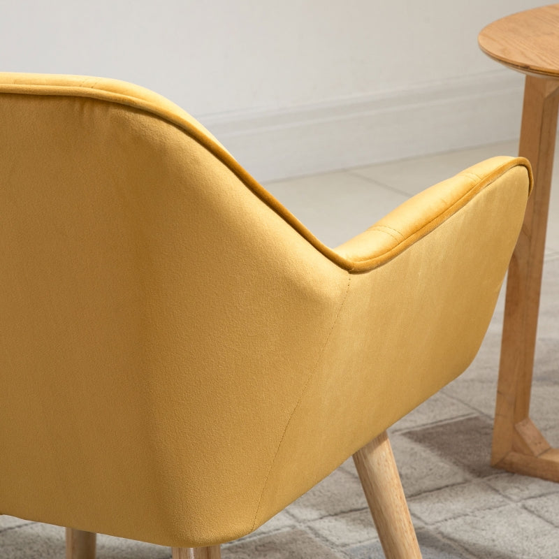 Yellow Modern Armchairs Set of 2 with Wide Arms and Slanted Back
