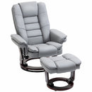 Grey Manual Recliner Chair with Footrest and Swivel Base