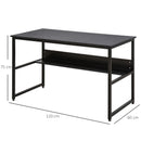 Black Metal Frame Computer Desk with Storage Shelf, 120 x 60cm