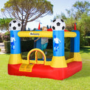 Blue Kids Football Inflatable Bouncy Castle Trampoline with Blower - Outdoor Garden Fun (Ages 3-8)