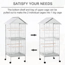 White 170cm Bird Cage with Rolling Stand & Perches