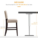 Beige Fabric Bar Stools Set of 2 with Backrest and Nailhead Trim