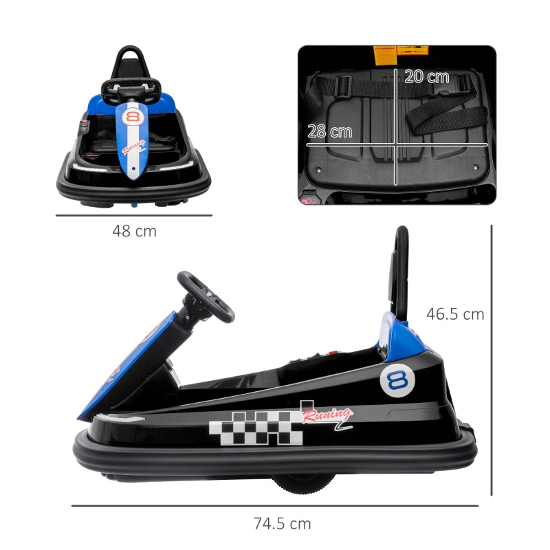 Black Electric Kids Bumper Car with Music, Horn, Lights