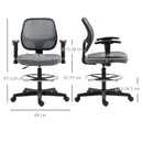 Grey Ergonomic Drafting Office Chair with Adjustable Height and Foot Ring