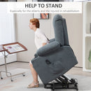 Grey Fabric Lift Recliner Chair for Elderly with Remote Control and Storage