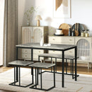 Grey Concrete Effect Dining Set for 4 - Steel Frame Table and Bench