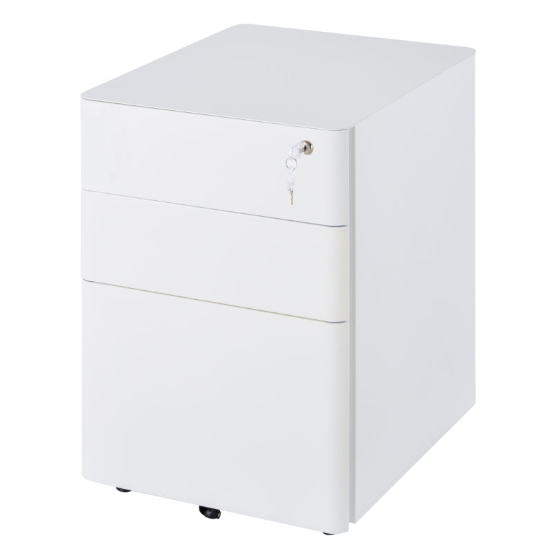 Steel 3-Drawer Rolling Filing Cabinet for A4, Letter, Legal Files - Black