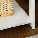 White Square Bedside Table with Drawer and Shelf