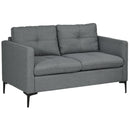 Grey Two-Seater Sofa with Steel Legs
