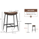 Brown Microfibre Upholstered Industrial Bar Stools Set of 2