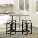 Grey Concrete Effect 5-Piece Square Bar Table Set with Stools