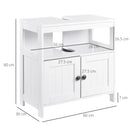 White Under Sink Cabinet with Double Doors and Shelves
