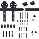 Black 6.6 FT Sliding Barn Door Hardware Kit for Single Wooden Door