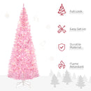 7FT Pink Pre-lit Pencil Slim Christmas Tree with Warm White LED Lights