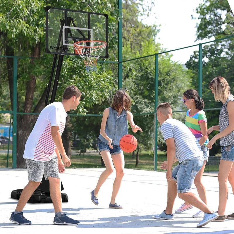 Adjustable Basketball Hoop Stand with Sturdy Backboard, Portable Wheels - Black