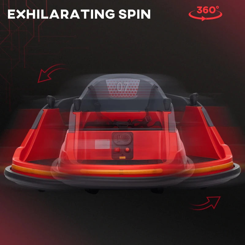 Red 360° Spin Electric Bumper Car for Kids 1.5-5 Years