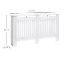 White Slatted Radiator Cover Cabinet with MDF Lined Grill (152 x 19 x 81 cm)