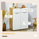 Modern White and Natural Slim Storage Cabinet with Drawer and Cupboard