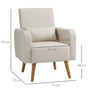 Cream Linen Armchair with Wooden Frame