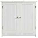 White Under Sink Bathroom Storage Cabinet - 2 Tier Wooden Vanity Unit