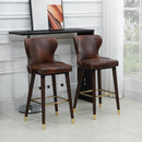 Brown PU Leather Counter-Height Bar Stools Set of 2
