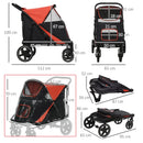 Foldable Red Pet Travel Stroller with Rain Cover for Large & Medium Dogs