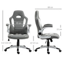 Grey Gaming Office Chair with Flip-up Armrest and Adjustable Height
