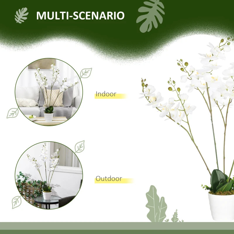 White Artificial Orchid Plant in Pot - Home Decor Wedding Flowers, 17x17x14cm