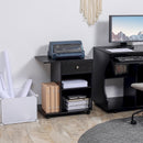 Black Mobile Printer Stand with CPU Stand and Drawer
