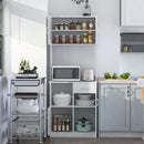 White Tall Kitchen Storage Cabinet with Doors and Shelves