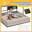 Wooden Sandbox with Canopy and Kitchen Toys for Outdoor Play - Blue