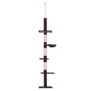 Adjustable Brown Cat Climbing Tower - 5-Tier Indoor Kitty Activity Center