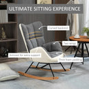 Grey and Cream Upholstered Rocking Chair for Nursery and Living Room
