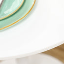 White Round Dining Table with Steel Base - Modern Small Dining Room Table