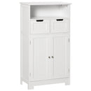 White Bathroom Storage Cabinet with Drawers & Shelf