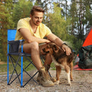 Blue Folding Camping Chair with Cup Holder and Phone Pocket
