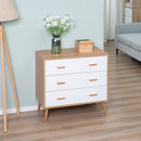 3-Drawer White and Natural Bedroom Storage Cabinet