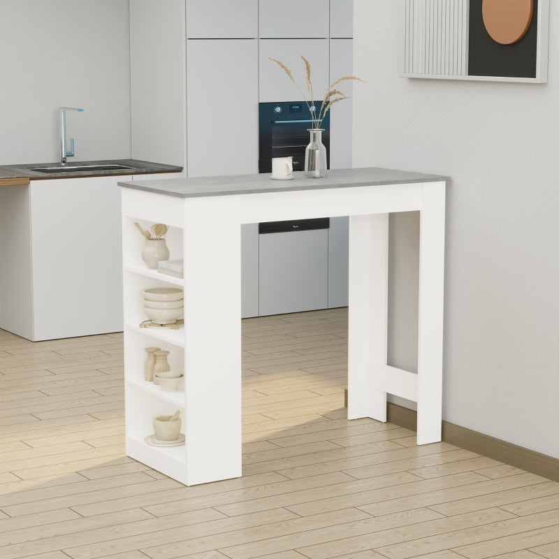 Grey 4-Tier Storage Shelf Bar Table