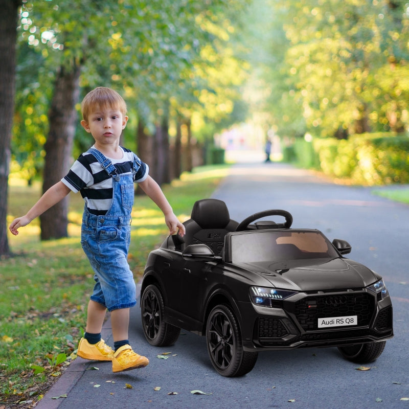 Black Audi RS Q8 6V Kids Electric Ride-On Car with Remote Control and Music
