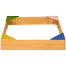 Wooden Kids Sand Pit with Four Seats, Blue, Garden Playground Sandbox