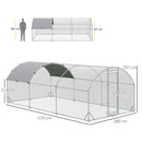 Large Galvanised Chicken Coop with Cover - 5.7 x 2.8 x 2m - Grey