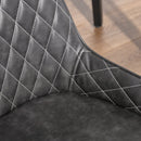 Grey PU Leather Dining Chairs Set of 2 with Metal Legs