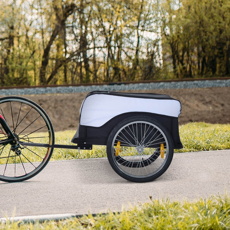 Steel Frame Bike Trailer Cargo Carrier with Removable Cover (White/Black)